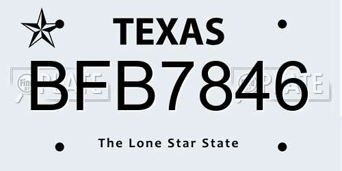 BFB7846 Texas License Plate