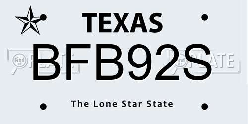 BFB92S Texas License Plate