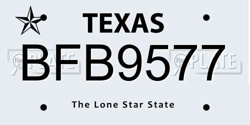 BFB9577 Texas License Plate