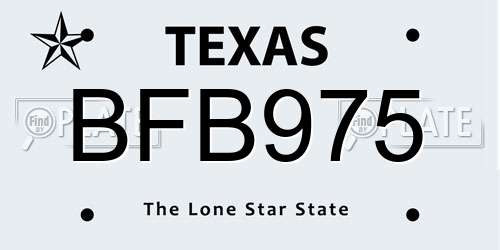 BFB975 Texas License Plate