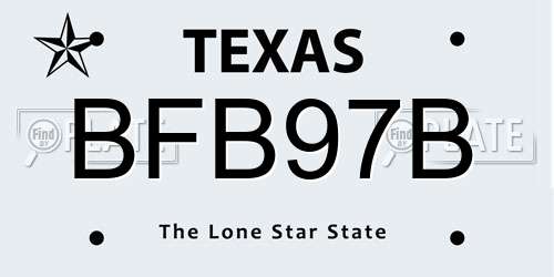 BFB97B Texas License Plate