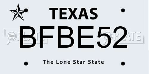 BFBE52 Texas License Plate