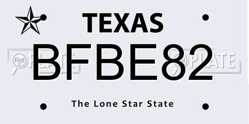 BFBE82 Texas License Plate