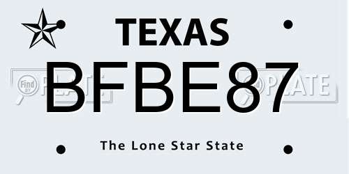BFBE87 Texas License Plate