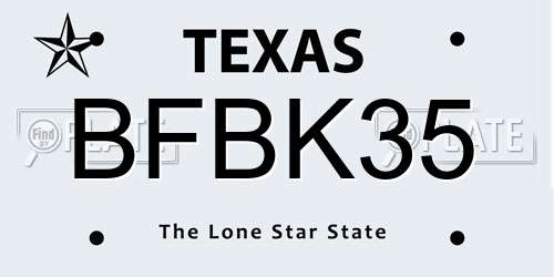 BFBK35 Texas License Plate