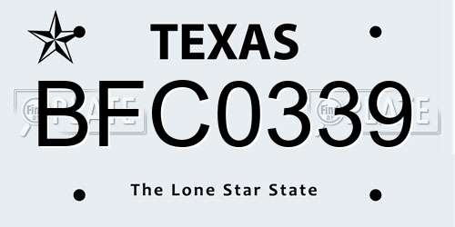 BFC0339 Texas License Plate