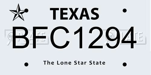 BFC1294 Texas License Plate