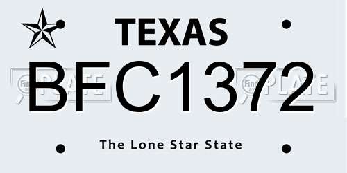 BFC1372 Texas License Plate