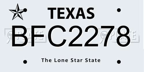 BFC2278 Texas License Plate