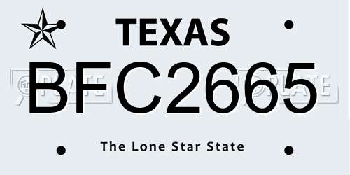 BFC2665 Texas License Plate