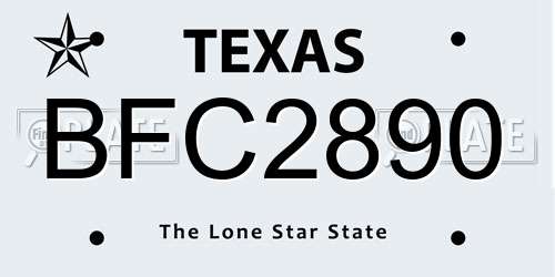 BFC2890 Texas License Plate