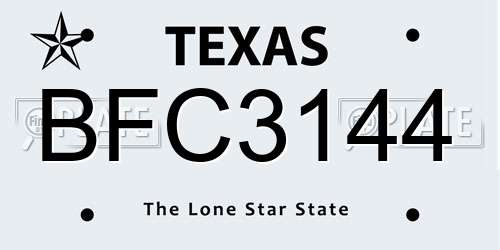 BFC3144 Texas License Plate
