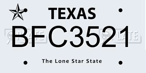 BFC3521 Texas License Plate