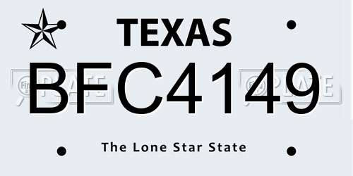 BFC4149 Texas License Plate