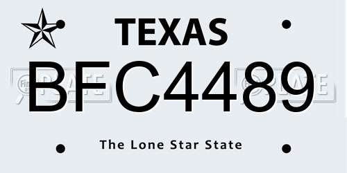 BFC4489 Texas License Plate