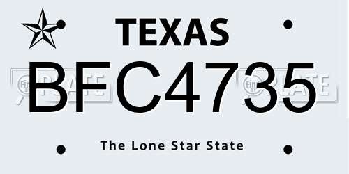 BFC4735 Texas License Plate