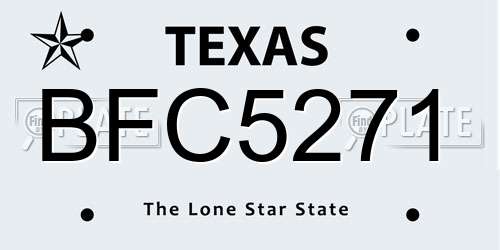 BFC5271 Texas License Plate