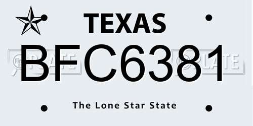 BFC6381 Texas License Plate