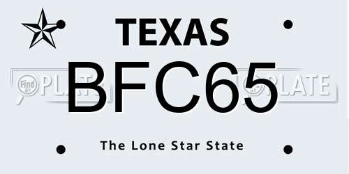 BFC65 Texas License Plate