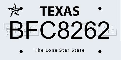 BFC8262 Texas License Plate