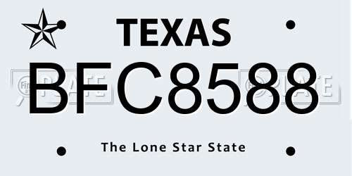 BFC8588 Texas License Plate