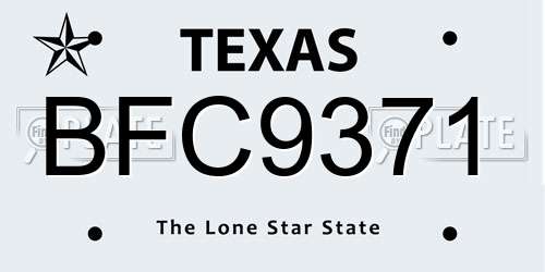 BFC9371 Texas License Plate