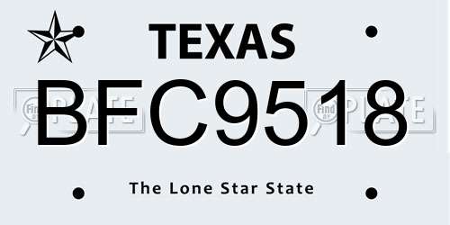 BFC9518 Texas License Plate