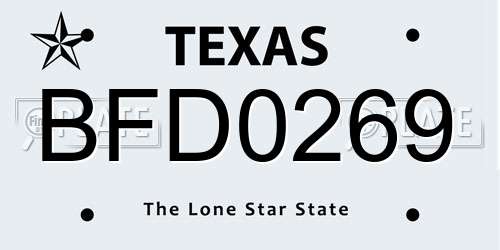 BFD0269 Texas License Plate