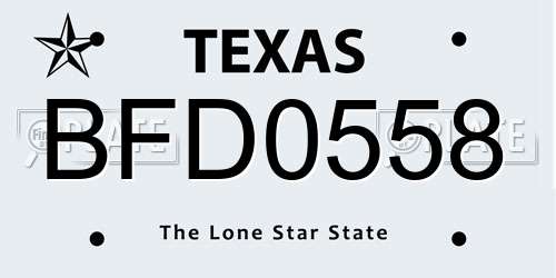 BFD0558 Texas License Plate