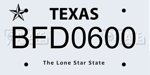 BFD0600 Texas License Plate