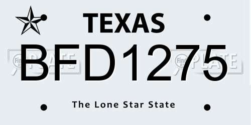 BFD1275 Texas License Plate