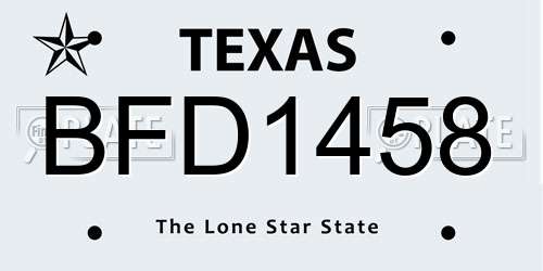 BFD1458 Texas License Plate