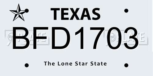 BFD1703 Texas License Plate