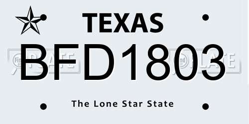 BFD1803 Texas License Plate