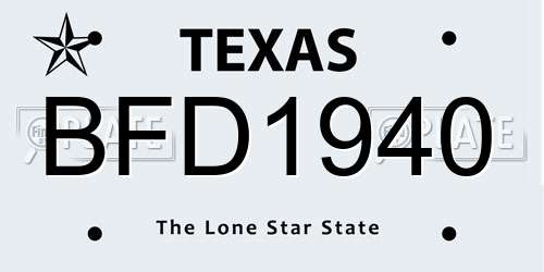 BFD1940 Texas License Plate