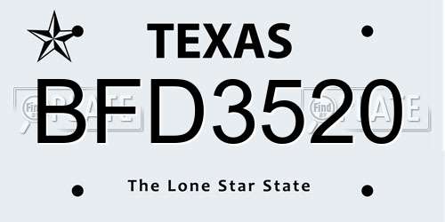 BFD3520 Texas License Plate