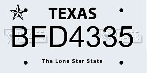 BFD4335 Texas License Plate