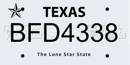 BFD4338 Texas License Plate