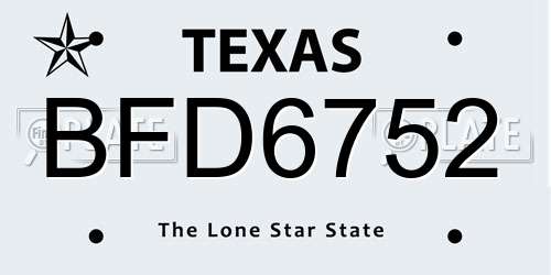 BFD6752 Texas License Plate
