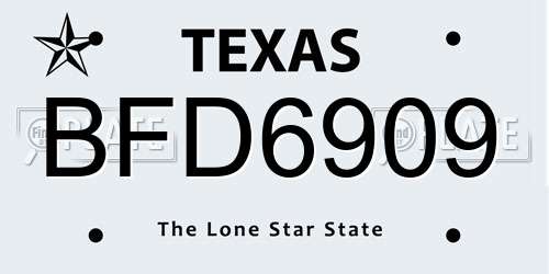 BFD6909 Texas License Plate