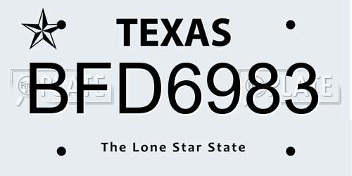 BFD6983 Texas License Plate