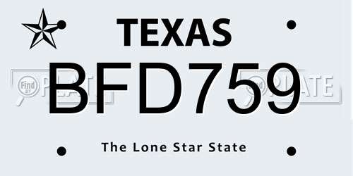 BFD759 Texas License Plate