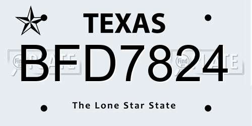 BFD7824 Texas License Plate