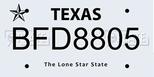 BFD8805 Texas License Plate