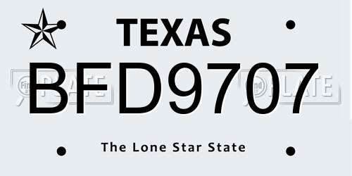 BFD9707 Texas License Plate