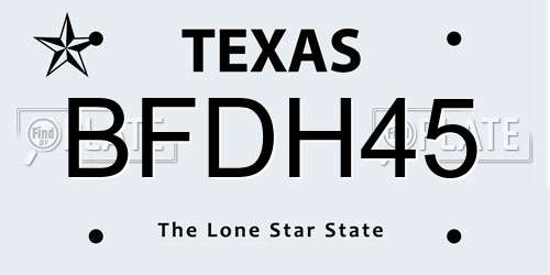 BFDH45 Texas License Plate