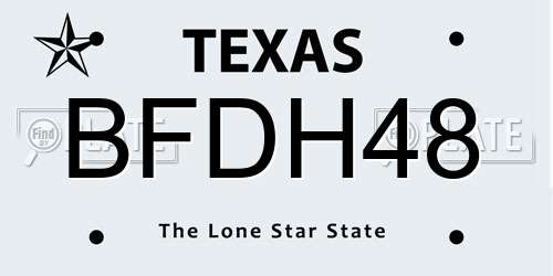 BFDH48 Texas License Plate