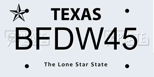 BFDW45 Texas License Plate