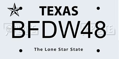 BFDW48 Texas License Plate
