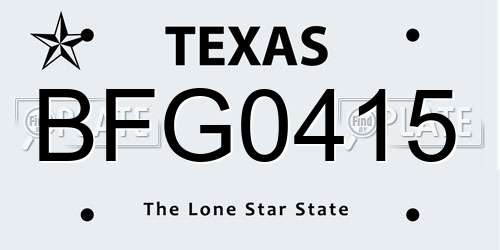 BFG0415 Texas License Plate